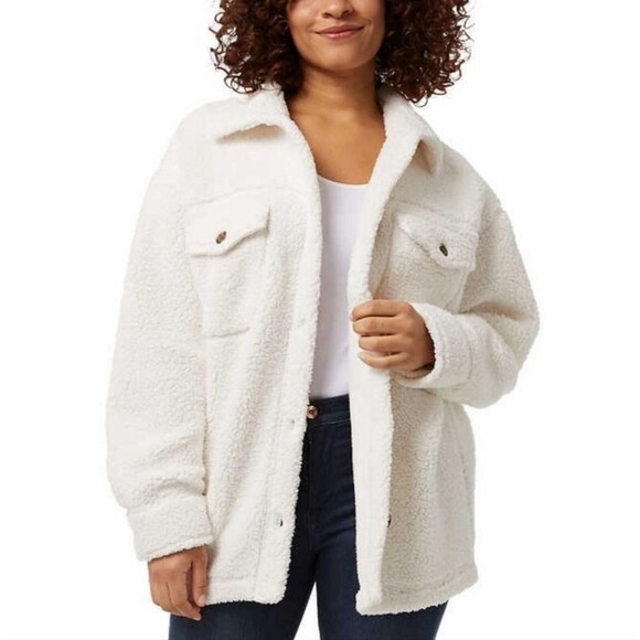 32 Degrees Women's XL/XXL Cozy Shirt Jacket Button Up Plush Sherpa Cream NWT - Picture 1 of 10